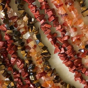 🍀 SET OF THREE  Gemstone Nugget Necklaces